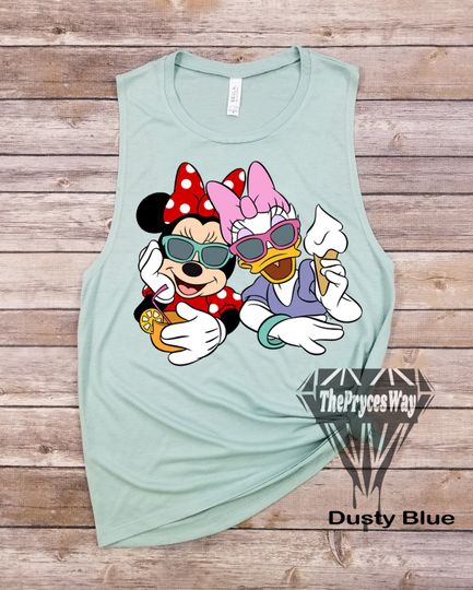 Summer Minnie Mouse And Daisy Duck Muscle Tank,Animal Kingdom Tank,Minnie Mouse Tank Top,Mama Mouse Tank,Mom Disney Tank,Disney Summer Tanks