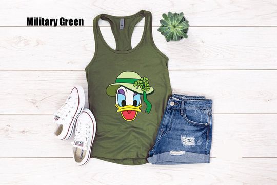 Daisy Duck in clover hat Tank Top||Daisy Duck St Patrick's Day Gift Tank Top