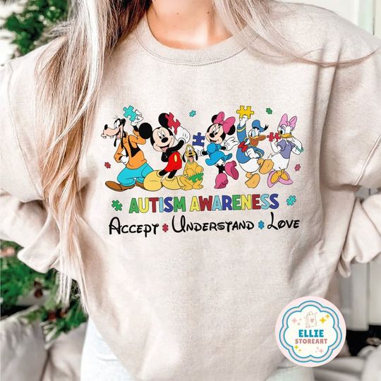 Disney Mickey and Friends Autism Awareness Accept Understand Love Sweatshirt