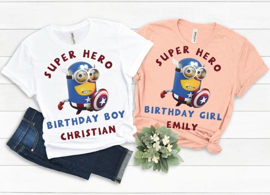 Custom Personalize Birthday Tee, The Minions Birthday Shirt, Minions Custom Shirt,Custom Personalize Birthday Tee, The Minions Shirt