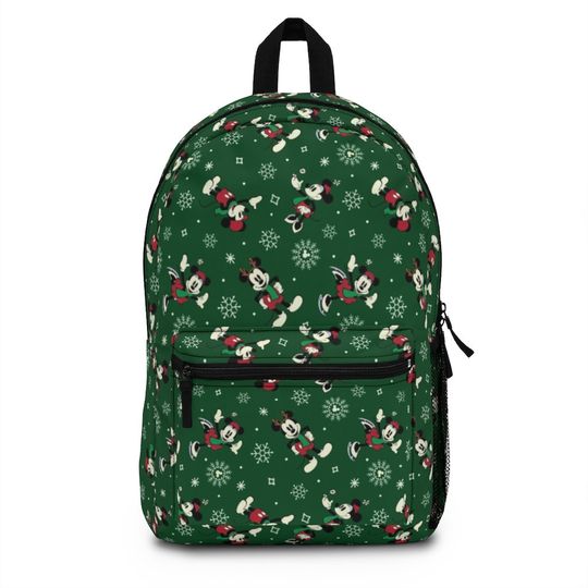 Christmas Holiday Mickey and Minnie Print Backpack - Disney Backpack - School Backpack - Bookbag