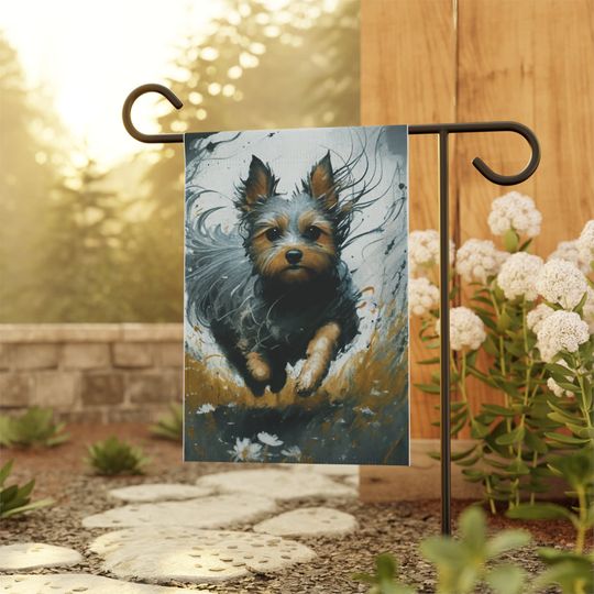 Yorkie Garden Flag, Great gift for Yorkshire Terrier Dog Lovers, Lawn & Patio Outdoor Dog Decor, Pet Remembrance Gift