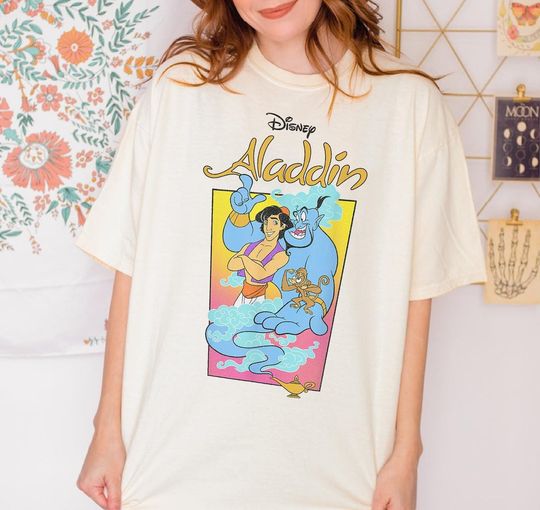 Retro Aladdin Group Disney Shirt, Aladdin Genie Disney Shirt, Jasmine Princess Tee, Aladdin Tee, Gift Ideas