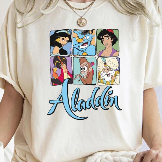 Comfort Colors  Disney Aladdin Characters C1093 Magic Kingdom Holiday Trip Unisex T-shirt Family Birthday Gift