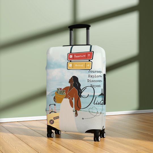 Personalized Luggage Cover, Black Woman Travel