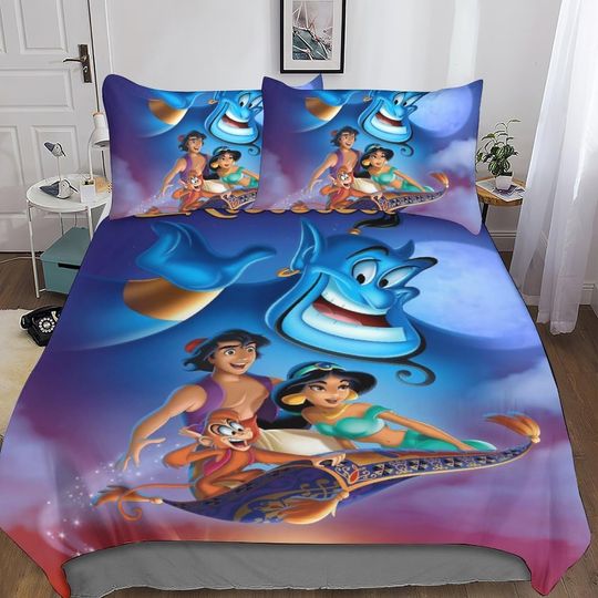 Aladdin Bedding Set 3D Anime Printed Bedspread Quilt Cover Room Decor Bedclothes