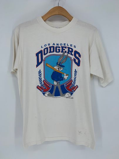 Vintage 1989 Los Angeles Dodger Bugs Bunny Looney Tunes Collar Shirt