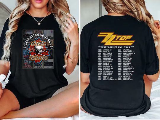 Lynyrd Skynyrd ZZ Top Tour 2024 Double Sided Shirt, ZZ Top World Tour 2024 Shirt