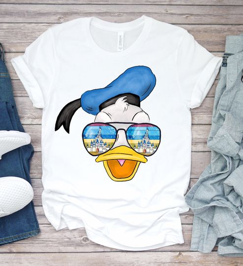 Dad Sunset Magical Castle Sunglasses Duck Shirt, Unisex, mens shirt, matching family shirts, Family Vacation Tee, Matching Family tshirts