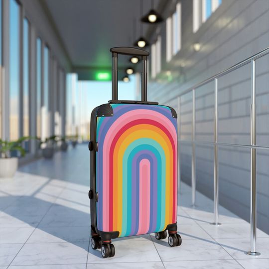 Retro Rainbow Suitcase, Travel Suitcase