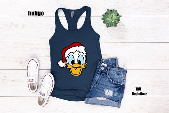 Santa Claus Donald Duck Tank Top||Donald Duck Christmas Tank Top||Ladies Christmas Tank top