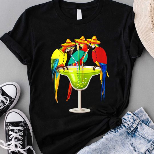Parrots Drinking Tequila Funny Cinco De Mayo T-Shirt