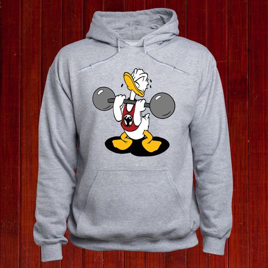 Donald lifting hoodie/ Donald Workout jumper/ Donald Duck Gym hoody/ Body Builder pullover/ Disney Unisex hoody