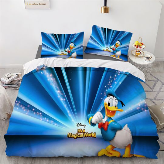 Donald Duck Printing Three Piece Bedding Set Comfortable and Fashionable Bedding Set Gift