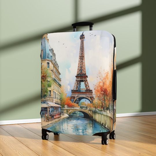 Paris Luggage Cover suitcase protector, Travel accessories, water color art print