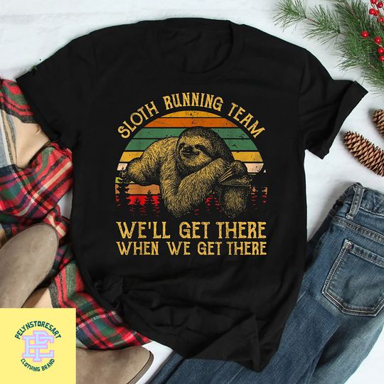 Sloth Running Team T-Shirt, Funny Sloth Shirt, Sloth Vintage Shirt