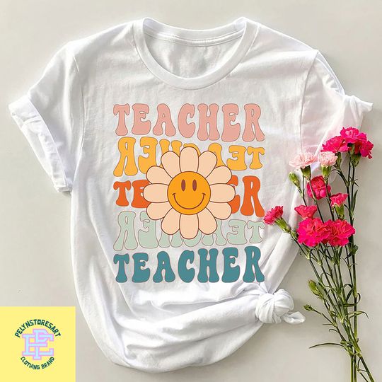 Retro Teacher Flower T-Shirt, Teacher Flower Shirt, Teacher Life Vintage Shirt