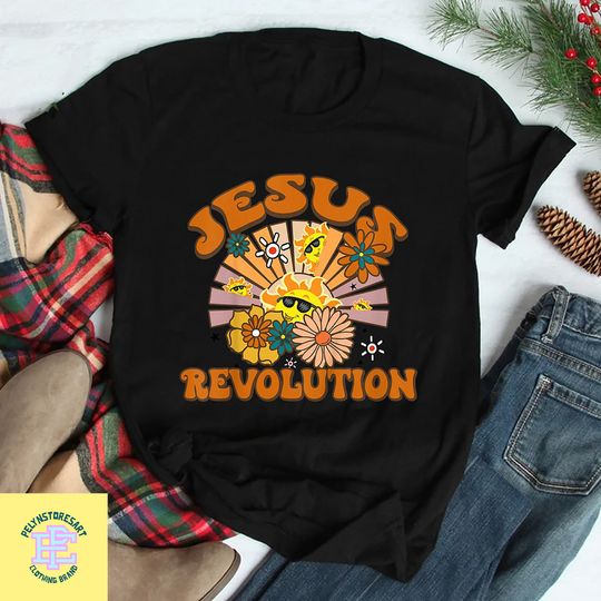 Jesus Revolution T-Shirt, Funny Christian Shirt, Groovy Boho Vintage Shirt