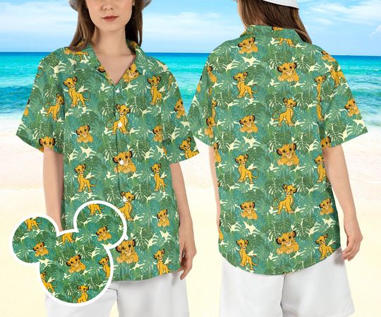 Simba Hawaiian Shirt, the Lion King Summer Hawaii Shirt, Animal Kingdom Beach Aloha Shirt, Disneyland Safari Short Sleeve Shirt