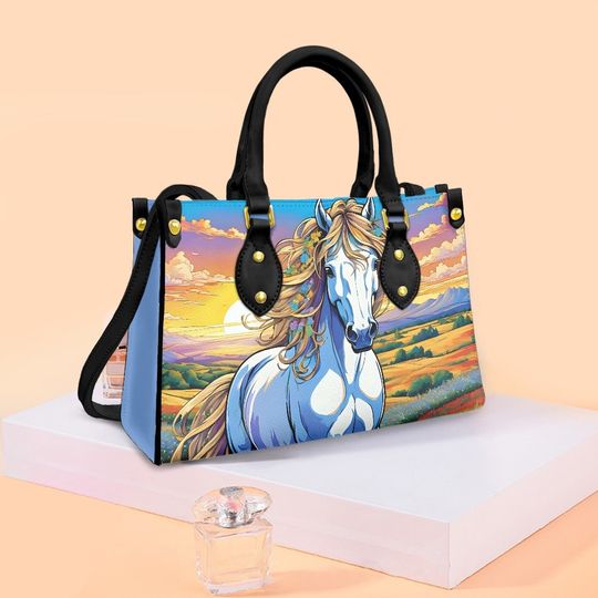 Horse - Leather bag with cute animal print, Mother's day Gift