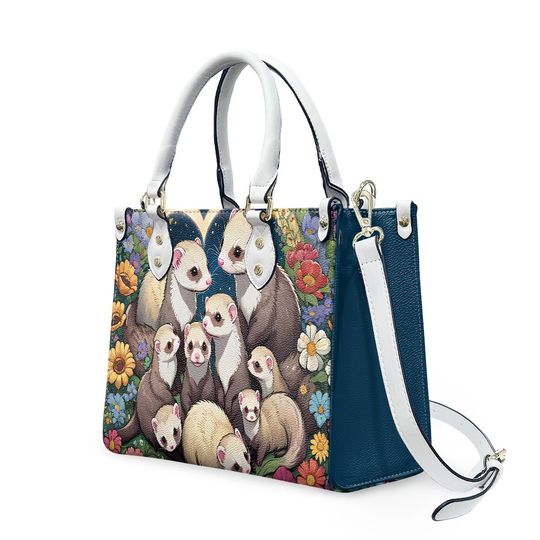 Ferrets - Leather bag with cute animal print, Mother's day Gift