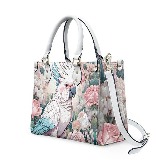 cockatoo Leather bag with cute animal print, Mother's day Gift