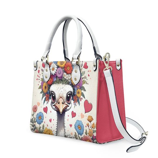 Ostrich - Leather bag with cute animal print, Mother's day Gift