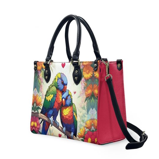 Lorikeets Bag - Leather bag with cute animal print, Mother's day Gift