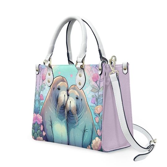 Walrus Love Purse Bag - Leather bag with cute animal print, Mother's day Gift