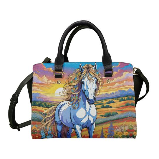 horse - Leather bag with cute animal print, Mother's day Gift
