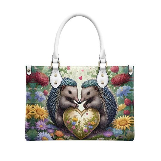 echidna - Leather bag with cute animal print, Mother's day Gift