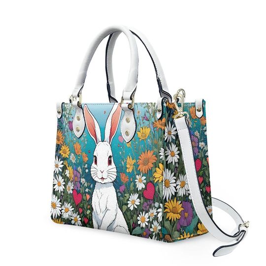 rabbit - Leather bag with cute animal print, Mother's day Gift