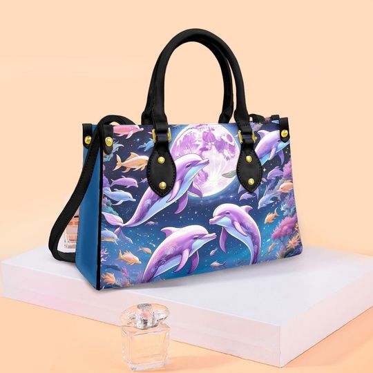 Dolphin - Leather bag with cute animal print, Mother's day Gift