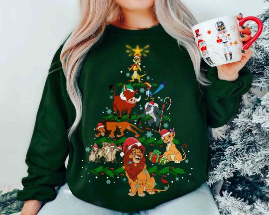 Disney Lion King Characters Group Christmas Tree Shirt, Mickey's Very Merry Xmas Party T-shirt, Disneyland Vacation Family Gift