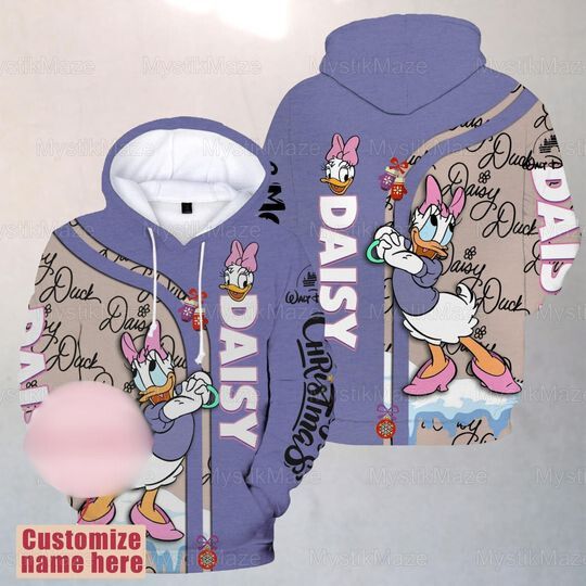 Personalized Daisy Hoodie, Daisy Duck 3D Hoodie, Daisy Disney Adult Hoodie, Disneyworld Daisy Hoodie, Funny Daisy Hoodie Women