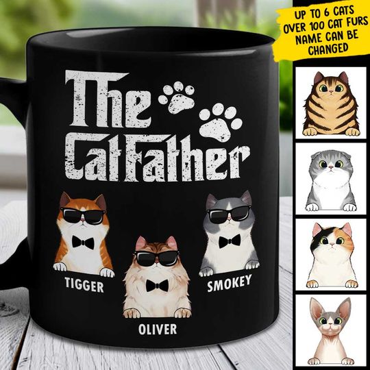 Cat Father Custom Pet Dad Gift For Father's Day Personalized Mug