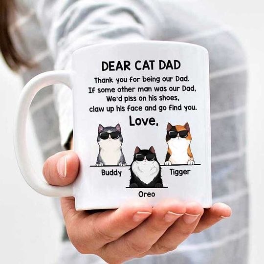 Cat Dad Father's Day Gift Custom Personalized Mug
