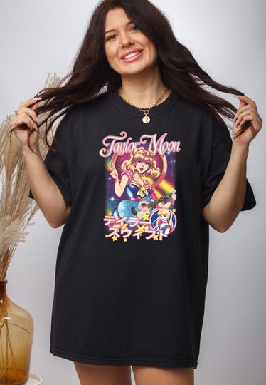Retro Taylor Moon Comfort Colors Shirt, Comfort Colors Anime Graphic Cartoon Shirt, Swift, taylor version, Taylor Anime Shirt