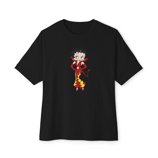 Firey Betty Boop Unisex Boxy T-shirt