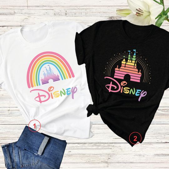 Disney Rainbow Castle Shirt, Disney Vintage Shirt, Disney Retro Shirt, Disney Family Shirt, Disney Kids, Disneyworld Shirt, Disneyland Shirt