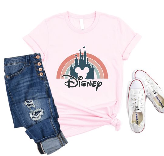 Disney Rainbow Castle Shirt, Disneyworld Shirt,  Disney Castle Shirt, Disney Family Shirt, Disney Retro Shirt, Disneyland Shirt