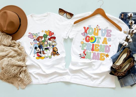 Retro Disney Toy Story You're Got A Friends In Me Shirt, Vintage Character Group Matching, Jessie And Buzz Shirts, Disney Family Shirt