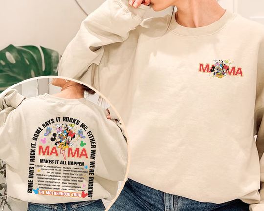 Disney Mickey and Friends Mama Rock Tour Mother Day Double Sided Sweatshirt