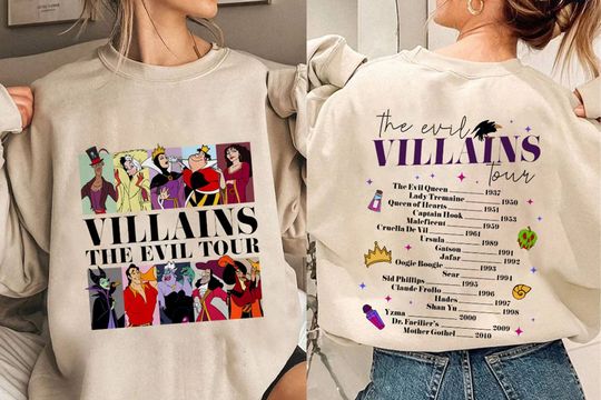 Disney Villains Evil Tour Double Sided Sweatshirt