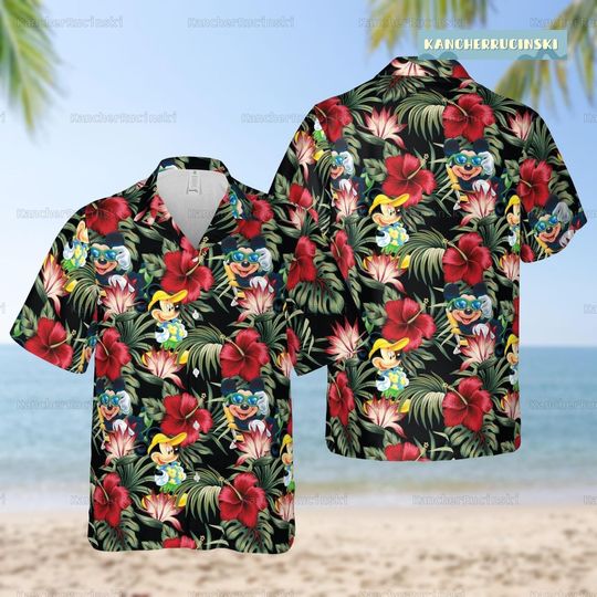 Mickey Hawaiian Shirt, Disney Cartoon Summer Shirt For Men