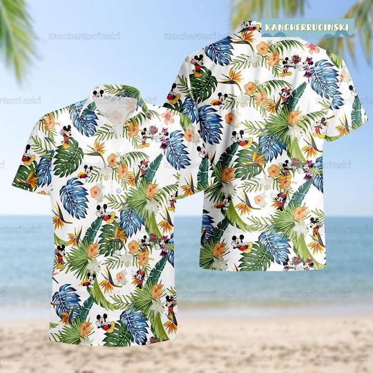 Mickey Minnie Hawaiian Shirt, Disney Couple Beach Shirt