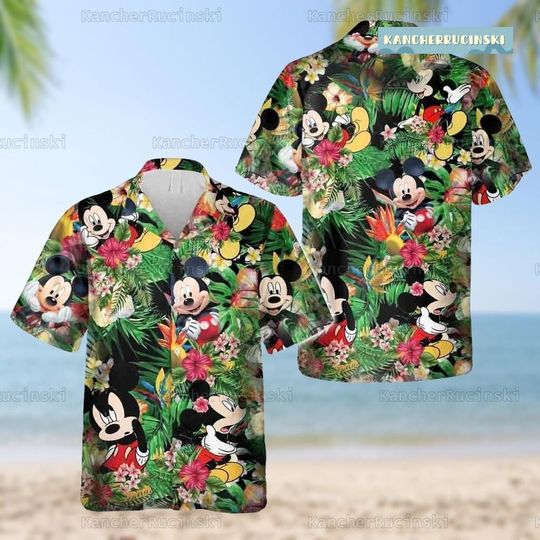 Mickey Minnie Hawaiian Shirt, Disney Couple Beach Shirt