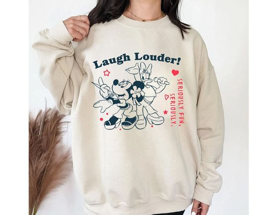 Disney Minnie and Daisy Laugh Louder Seriously Fun Retro Sweatshirt ey