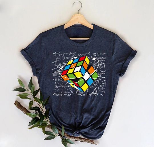 Colorful Rubik Cube Shirt,Cube Game Math T-Shirt,Rubiks Cube Costume Gifts,Rubik's Solve Lover Shirt,Rubik Cube Solution Formula T-Shirt