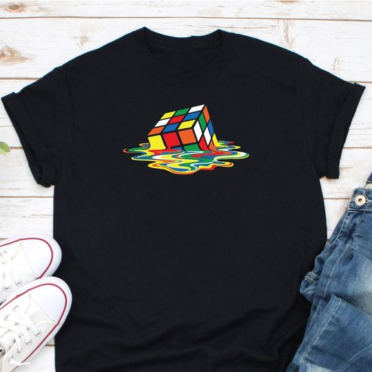 Melting Rubiks Cube Shirt, Sheldon Rubix Cube Shirt, Cube Game Math Shirt, Rubiks Cube Gifts, Rubik Solve Lover Gift, Rubik Cube Shirt